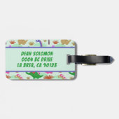 カラフルでかわいい恐竜のパーソナライズな住所 ラゲッジタグ (裏面横)