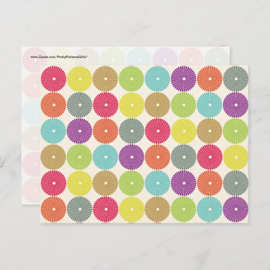 カラフルでかわいい春の淡い色の円形ディスクパターン ポストカード (正面/裏面)