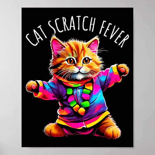 カラフルでかわいい猫のダンス 猫ひっかき病 ポスター (正面)