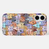 カラフルでかわいい猫の顔がたくさん集まったパターン 面白い猫の顔 Case-Mate iPhoneケース (裏面 (横))