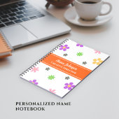 カラフルでかわいい花柄 デザイン オーダーメイド 名前入り ノートブック