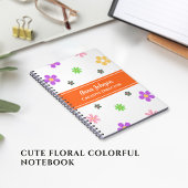 カラフルでかわいい花柄 デザイン オーダーメイド 名前 ノートブック
