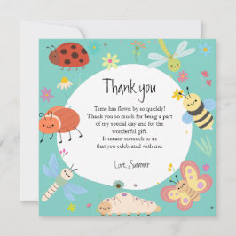 カラフルでかわいい虫の子供の誕生日 サンキューカード