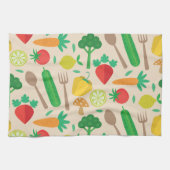 カラフルでかわいい野菜の模様 キッチンタオル (横)