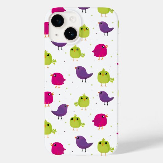 カラフルでかわいい鳥のパターン Case-Mate iPhoneケース (裏面)