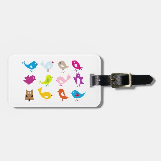 カラフルでかわいい鳥 ラゲッジタグ (正面横)