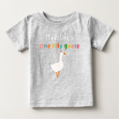 カラフルでかわいい1つのシリ―なガチョウの女の子の1歳の誕生日 ベビーTシャツ (正面)
