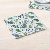 カラフルでさまざまな羽 スクエアペーパーコースター (アングル)