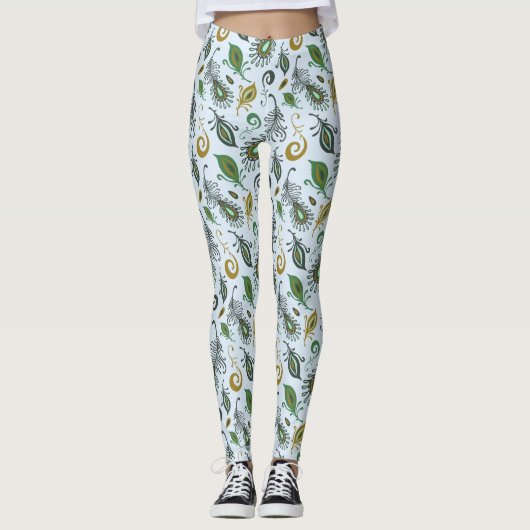 カラフルでさまざまな羽 レギンス (正面)