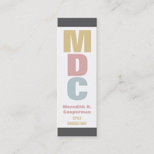 カラフルではっきりしたでモダンなモノグラム スキニー名刺 (正面)