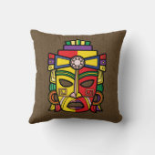 カラフルでアステカなインカ人のマヤのマスク クッション (裏面)