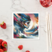 カラフルでアブストラクトな女性の顔の壁飾りポスター スタンダードカクテルナプキン (インサイチュ)