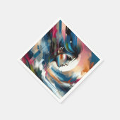 カラフルでアブストラクトな女性の顔の壁飾りポスター スタンダードカクテルナプキン (角)