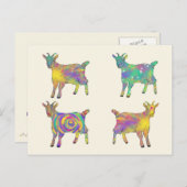 カラフルでアーティスティックなヤギがものを上に立っているデザイン ポストカード (正面/裏面)