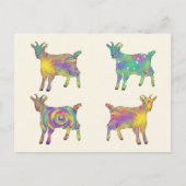 カラフルでアーティスティックなヤギがものを上に立っているデザイン ポストカード (正面)
