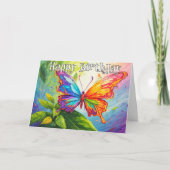 カラフルでアーティスティックな蝶の誕生日カード カード (正面)