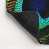 カラフルでエキゾチックな孔雀の羽のモダンの写真撮影 マウスパッド (コーナー)