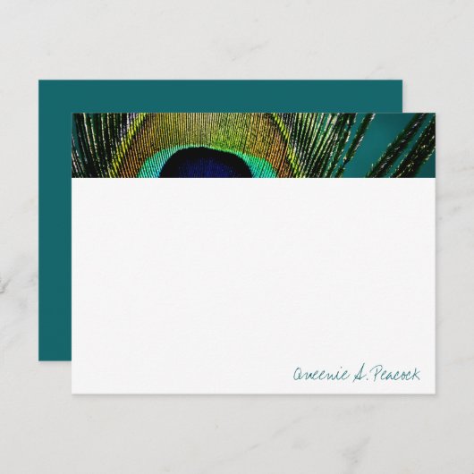 カラフルでエキゾチックな孔雀の羽の写真のエレガントな上品 サンキューカード (正面/裏面)