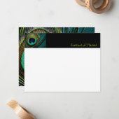 カラフルでエキゾチックな孔雀の羽の写真のエレガントな上品 ノートカード (正面/裏面インサイチュ)