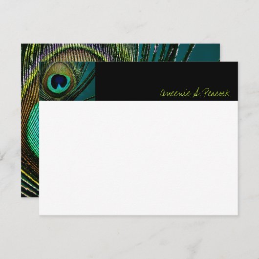 カラフルでエキゾチックな孔雀の羽の写真のエレガントな上品 ノートカード (正面/裏面)
