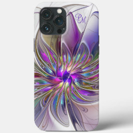 カラフルでエネルギッシュな抽象芸術フラワーのイニシャル iPhone 13 PRO MAXケース