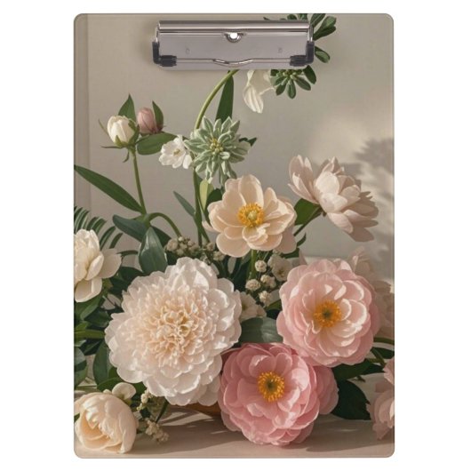 カラフルでエレガントなヴィンテージ風の花々 クリップボード (正面)