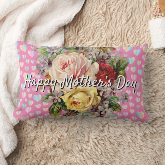 カラフルでエレガントな母の日の枕 ランバークッション (ブランケット)