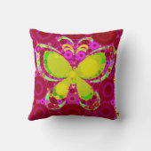 カラフルでガーリーな蝶円のモザイクピンクの黄色 クッション (裏面)