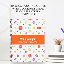 カラフルでキュートな花柄シームレスパターン ノートブック