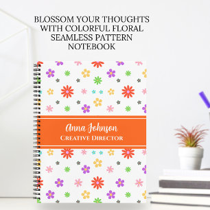 カラフルでキュートな花柄シームレスパターン ノートブック