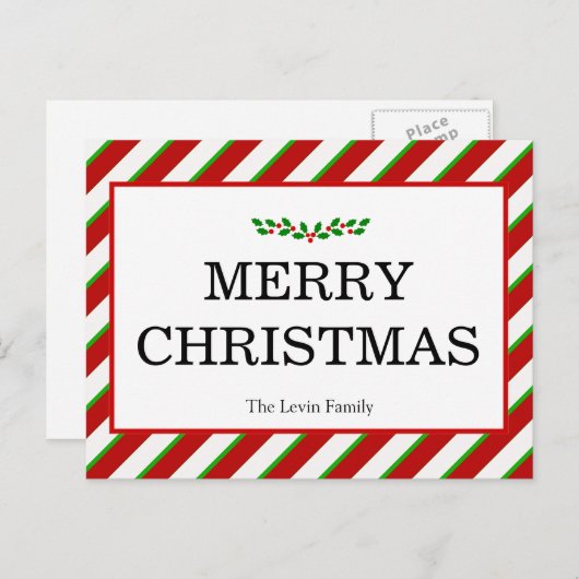 カラフルでクラシックなメリークリスマスの休日の郵便はがき シーズンポストカード (正面/裏面)