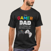 カラフルでクールな「ゲーマー」パパ | 父の日 Tシャツ (正面)