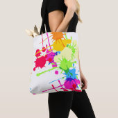 カラフルでグランジなペンキの（ばちゃばちゃ）跳ねる トートバッグ (クローズアップ)
