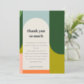 カラフルでグルービーなレトロアーチの抽象的なブライズシャワー サンキューカード (スタンド正面)