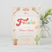 カラフルでグルーヴィーな70年代フィエスタメキシカンカップルシャワー 招待状 (スタンド正面)