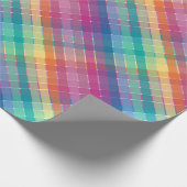 カラフルでコンテンポラリーな虹の格子縞正方形 ラッピングペーパー (角)