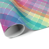 カラフルでコンテンポラリーな虹の格子縞正方形 ラッピングペーパー (ロールコーナー)