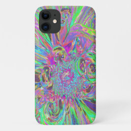 カラフルでサイケデリックなダリアの花の花弁 iPhone 11 ケース