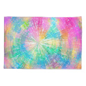 カラフルでサイケデリックな絞り染めの破烈のティール（緑がかった色）のピンク 枕カバー (裏面)