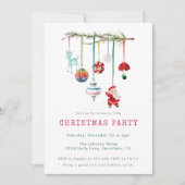 カラフルでシンプルな楽しいクリスマス パーティー 招待状 (正面)