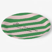 カラフルでスタイリッシュなミニマリストグリーンのストライプパーティー ペーパープレート (アングル)