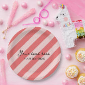 カラフルでスタイリッシュなミニマルピンクストライプパーティー ペーパープレート (パーティー)