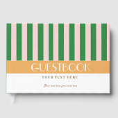カラフルでスタイリッシュな明るい色のミニマルストライプ ゲストブック (正面)