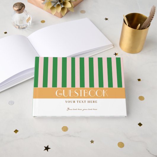 カラフルでスタイリッシュな明るい色のミニマルストライプ ゲストブック (正面見開き)