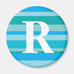 カラフルでストライプのな背景が付いているモノグラム- R マグネット