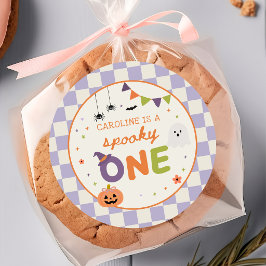 カラフルでスプーキーなハロウィン1歳の誕生日ステッカー ラウンドシール