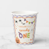 カラフルでスプーキーな1歳のハロウィンゴーストの誕生日 紙コップ (裏面)