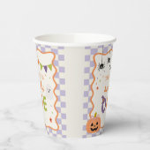 カラフルでスプーキーな1歳のハロウィンゴーストの誕生日 紙コップ (左)