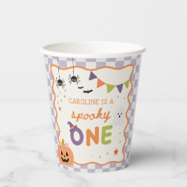 カラフルでスプーキーな1歳のハロウィンゴーストの誕生日 紙コップ