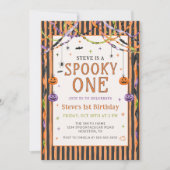 カラフルでスプーキーな1歳のハロウィン誕生日招待状 招待状 (正面)